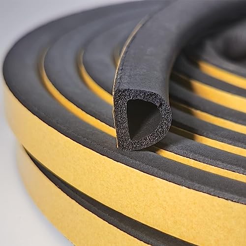 Nastro Sigillante Autoadesivo, 9 x 6mm/6M per porte Finestre e Finestre, Guarnizione in Gomma per Sigilli di Collisione, Nero