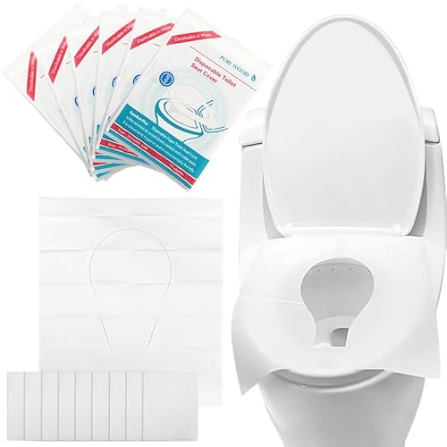 Eckerdromk 60 Pezzi Copriwater Usa e Getta, Copri Tavoletta Wc Getta, Copri Water Viaggio Biodegradabili, Coprisedile Tascabile per Adulti e Bambini in Carta, Copriwater Monouso Antibatterico