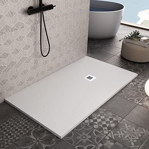 Piatto doccia bianco in marmoresina con griglia inox e Piletta OLIMPO DOCCE - Piatto doccia bianco in marmoresina con griglia inox e Piletta Gratis - STAR PLUS - 70x100