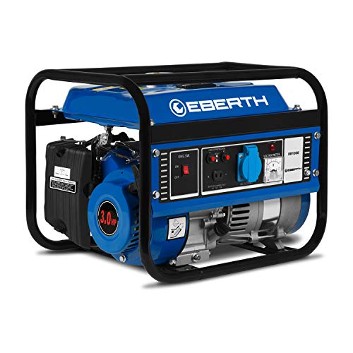 EBERTH 1000 Watt Generatore di corrente portatile Gruppo elettrogeno 3 CV Motore a benzina 4T, Monofase 1x 230V, 1x 12V, voltmetro, indicatore carburante, interruttore di sovraccarico, peso 21 kg