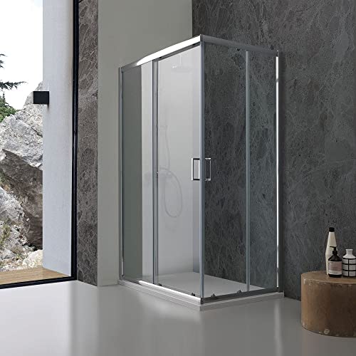 Box doccia rettangolare 70x90 cm con vetro trasparente e profili in alluminio | Giada