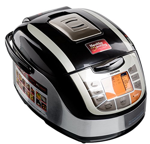 Redmond RMC-M4502E Multicooker/Pentola Cuociriso, 42 funzioni programmabili con Pannello LED, pentola in Acciaio inossidabile da 5l, Ecoceramic, Potenza 1000w, Nero