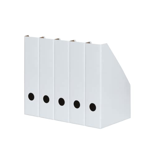 LANDRÉ - Raccoglitore formato A4, in cartone resistente, 7 cm di larghezza, 5 pezzi, colore: Bianco