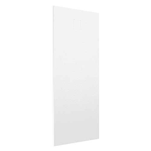 Piatto Doccia 80x150 cm Bianco Effetto Pietra Rettangolare in SMC Riducibile Samos