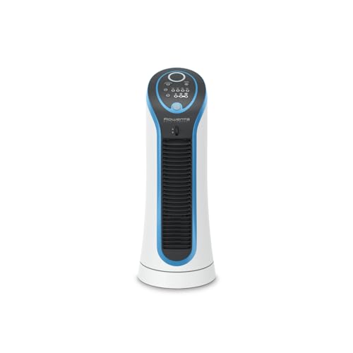 Rowenta Eole Compact, Mini Ventilatore a Torre, 3 Velocità Regolabili, Ventilatore Silenzioso, Timer, Spegnimento Automatico, VU6210