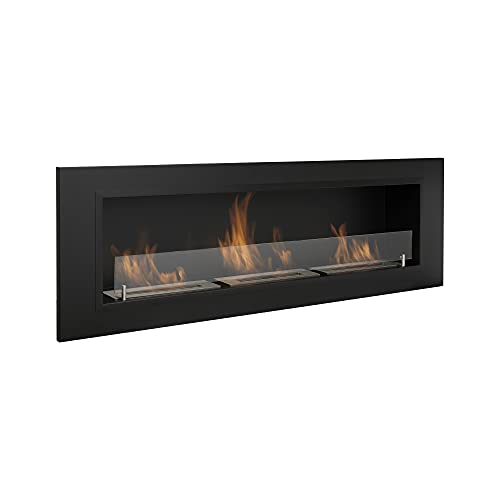 AARON HOME Milano camino bioetanolo, montaggio a parete, acciaio inox, 128x42cm (nero)