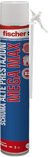 Fischer PU MEGA MAX 750 Schiuma Poliuretanica Manuale ad Alte Prestazioni, Reticola Anche in Profondit&agrave;