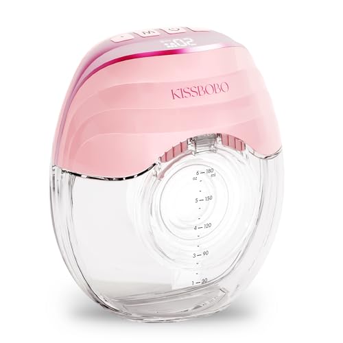 KISSBOBO Tiralatte Elettrico, Leggero e Ultrapiatto, 3 Modalità 8 Livelli, Ideale per Mamme, Amici e Coppie, Display a LED(Rosa 1 pezzo)