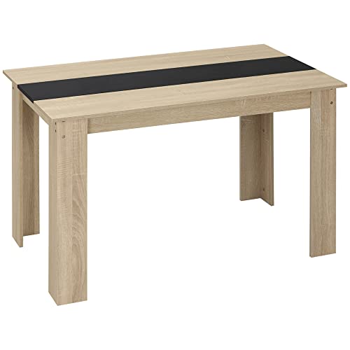 HOMCOM Tavolo da Pranzo per 4-6 Persone, Tavolo da Cucina Moderno in Legno, 120x69x75 cm, Colore Nero e Legno