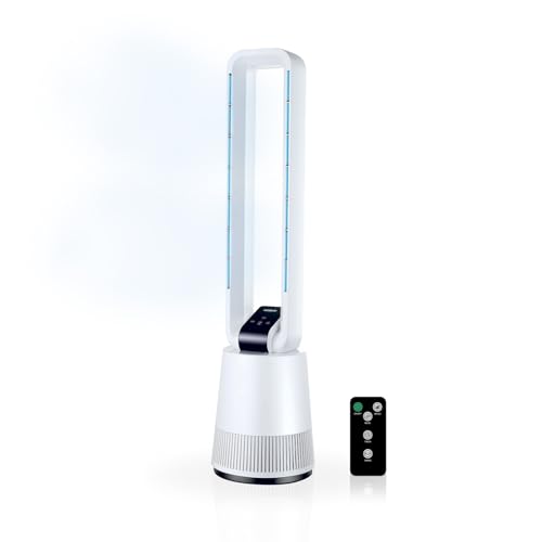 Avilia - Ventilatore a Torre Silenzioso con Telecomando e Display LED, 3 Velocità, Timer e Oscillazione, Ventilatore Senza Pale da Terra per Aria Fresca Uniforme e Design Moderno Elegante