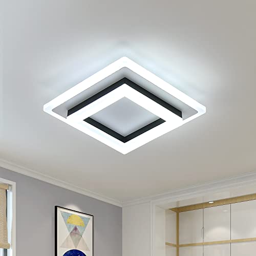 Comely Lampada da soffitto a LED, 24W Plafoniera LED Moderna Quadrata Bianca in Acrilico, Lampadario LED Soffitto per Soggiorno, Bagno, Corridoio,Luce Bianca Fredda 6500K