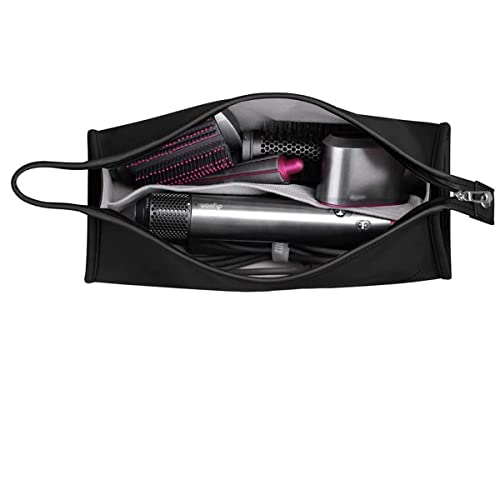 HENGSI Borsa da viaggio per Dyson Airwrap Asciugacapelli Supersonic accessori custodia porta (Nero-Impermeabile PU Leather)