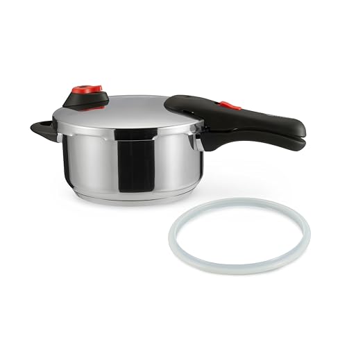 Amazon Basics Pentola a Pressione in Acciaio Inox a Induzione, 4 Litri, Argento