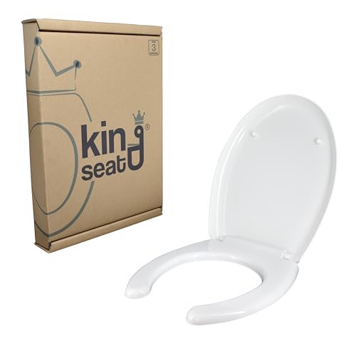King Seat Sedile WC con Apertura Frontale per Disabili e Anziani - Copriwater Ergonomico in Materiale Termoindurente - Cerniere Regolabili e Fissaggio dal Basso