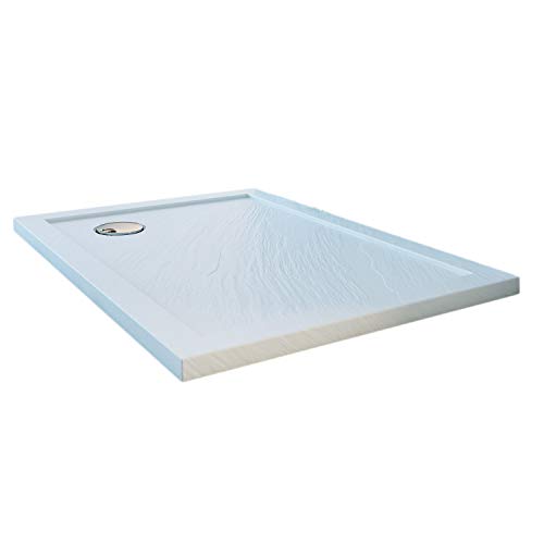 Piatto Doccia Slim 70x70x4 cm Quadrato Acrilico Bordato Bianco Effetto Pietra MOD. Flower