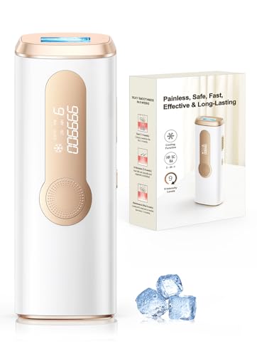 Haarlosy Epilatore Luce Pulsata IPL con Ghiaccio, 3-in-1 Epilatore Laser per Donna e Uomo, 9 Livelli di Energia Regolabile Adatto a Corpo Viso Ascelle Gambe Sensibili (Bianco)