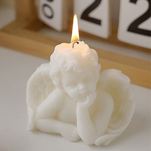 2 pezzi Angelo candela profumata soia candela decorativa carina candela bianca angelo candela torta candela estetica fatta a mano per la decorazione della casa camera da letto bagno uso di