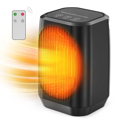 Pancellent Stufa Per Ambienti, Stufetta Elettrica Portatile Oscillante a 70°, 1200W, in Ceramica PTC, con 3 Modalità, Mini Riscaldatore/Raffreddamento per Ufficio, Scrivania, Camera da Letto, Interni