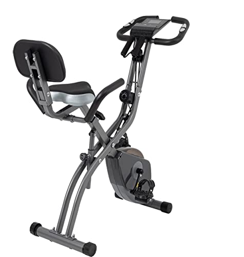 Cyclette Pieghevole con Resistenza Magnetica Regolabile su 10 livelli, Cyclette Pieghevole Eretta e Reclinabile per uso Domestico