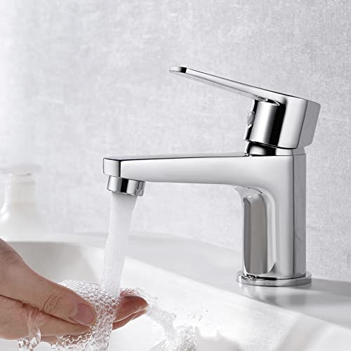 Ibergrif Rubinetto Monocomando per Lavabo da Bagno, Design Compatto e Moderno, Miscelatore a Risparmio Idrico in Ottone Cromato, Facile Installazione, Modello M11057