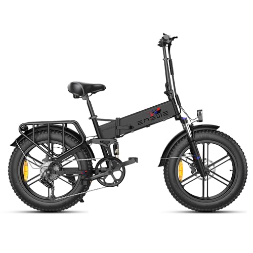 ENGWE ENGINE X Bici Elettrica Pieghevole 250W E-Bike Adulto | 20" × 4.0 Fat Tire Bicicletta Elettrica | 48V 13AH Range 120KM | Sospensione Completa | 7 Velocità Crociera Urbana (Nero Grafite)