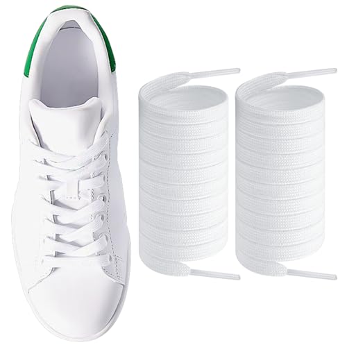 Endoto Lacci per Adidas Stan Smith scarpe da ginnastica, Stringhe Laccio di Ricambio larghi piatti Shoelaces Laces - Bianco,50 Pollici