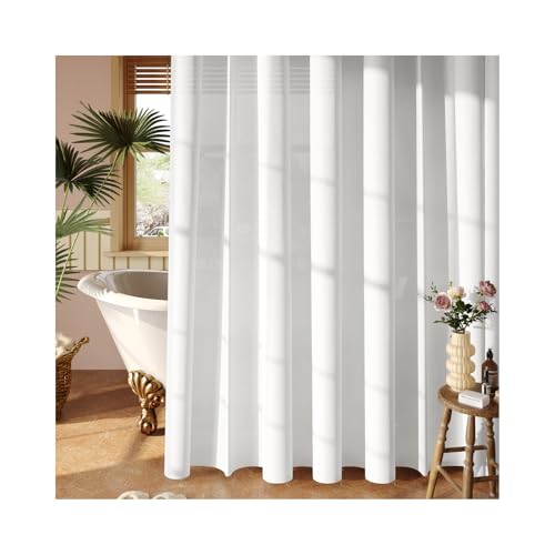 Vinabo Tenda Doccia 180 x 200 cm,Tenda Doccia Provvista di 12 Anelli,Tenda da Doccia Senza Trapano, Tessuto di Poliester Lavabile in Lavatrice