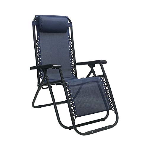 Totò Piccinni Sedia Gravity gravità Zero Sdraio da Giardino Poltrona Relax Pieghevole Salvaspazio Tubolari Acciaio 24mm Reclinabile Tessuto in Textilene, Mare Spiaggia Piscina Arredo Esterno (Blu)