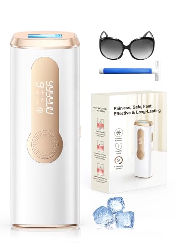 Haarlosy Epilatore Luce Pulsata con Ghiaccio, 3 IN 1 Epilatore Laser IPL per Donna e Uomo, 9 Livelli di Energia Regolabile Adatto a Corpo, Viso, Ascelle, Gambe Sensibili (Bianco)