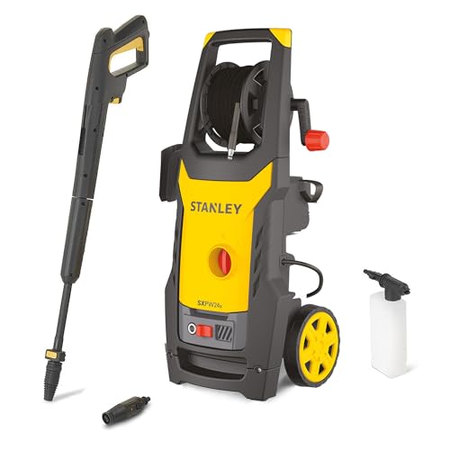Stanley Idropulitrice SXPW24B, ad Alta Pressione, ad Acqua Fredda, per Auto ed Esterni Casa, con Avvolgitubo Statico, Pressione max. 170 bar, Portata max 500 l/h, Assorbimento 2400 W