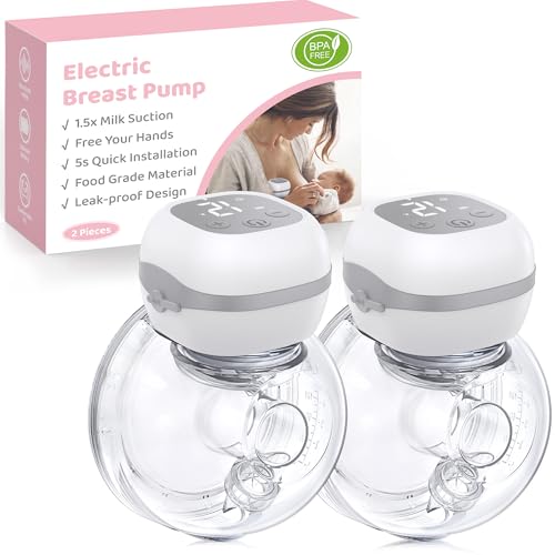 Tiralatte Elettrico Indossabile Portatile - Jheppbay Leggero Tira Latte Neonati Elettrico con Display LCD, Senza BPA, Funzione Memori, 12 Livelli e 3 Modalità, con Flange da 21/24 mm, 2 Pezzo