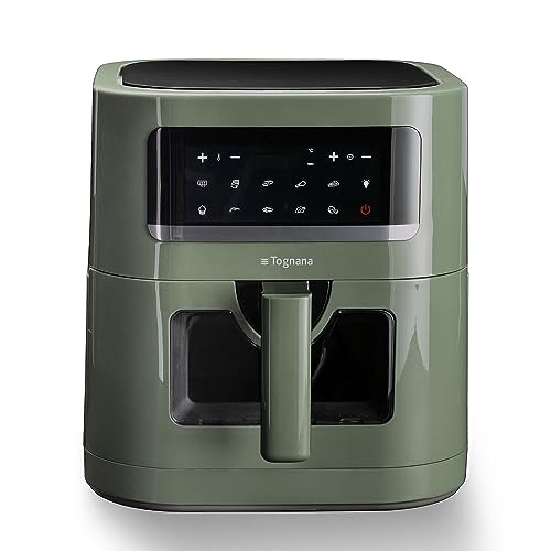 Tognana Iridea, Friggitrice ad aria 7 L con contenitore e griglia antiaderente e display digitale, verde salvia