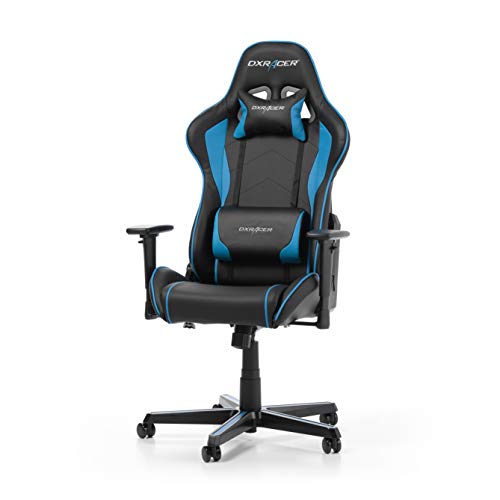 DX RACER (l'originale) Formula F08 Sedia Gaming, Finta pelle, Nero & Blu, 145-180 cm