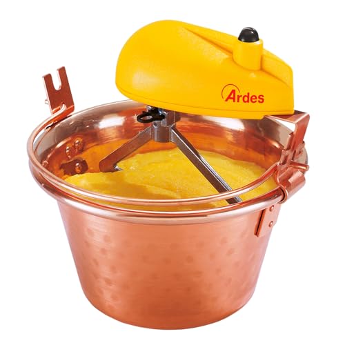 ARDES - AR24AM40 Paiolo In Rame Diametro 24cm Mescola Polenta Marmellata, Mescolatore con Motore Elettrico, Attacco a Baionetta Pulizia Facile, Girapolenta 2/4 Porzioni