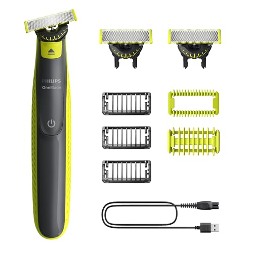 Philips OneBlade 360 Autentico Regolabarba elettrico per viso e corpo, rasoio e spazzola per il corpo, 3x 360 lame, 3x pettine per barba (1,3,5 mm), 1x kit per il corpo, QP2824/31