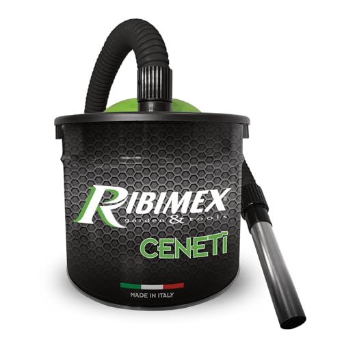 Ribimex Aspiracenere Elettrico Cenetì, con Filtro HEPA Lavabile, Bidone da 15 L, Potenza 800 W, Ideale per Aspirare Ceneri Fredde da Stufe, Caminetti e Barbecue - PRCEN009H