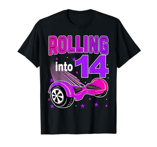 Rolling in 14 anni Hoverboard 14 ° compleanno ragazza Maglietta