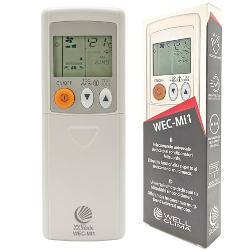 Wellclima WEC-MI1 Telecomando Universale per Condizionatori Mitsubishi, Pronto all'Uso in Secondi, Compatibile con Pompa di Calore e Inverter, Compatibilità Garantita ASIN