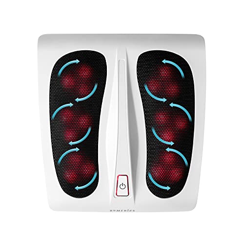 HoMedics Massaggiatore Piedi Elettrico con Funzione Calore - Massaggiatore Plantare, 6 Testine Massaggianti e 18 Nodi Rotanti, Massaggio Rinvigorente, Intenso e Profondo per Ridurre lo Stress - Bianco