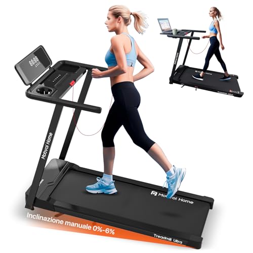 Mobvoi Home Tapis Roulant Ultra con Inclinazione del 6% per casa e ufficio 2.5HP Supporto per 3-in-1 Tapis Roulant per Tazza Telefono Laptop Ampia Area di Corsa Display a LED 120kg 12km/h