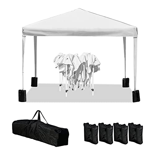 Baroni Home Gazebo da Giardino 3x3 m con 4 sacchi peso e Sacca di Trasporto, Tenda da esterno per eventi, feste e uso commerciale, Impermeabile, Pieghevole, Bianca