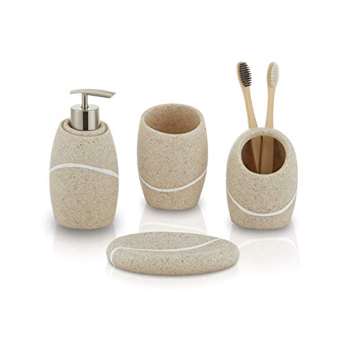 ZCCZ - Set accessori bagno con dispenser sapone, portaspazzolino, bicchiere e portasapone, eleganti utensili per casa e arredamento, idea regalo organizzazione toilette e design moderno