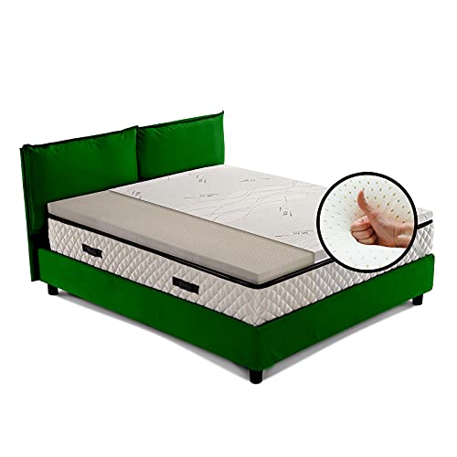 Topper lattice, sopramaterasso in 100% LATTICE ANALLERGICO, Alto 4 cm con tessuto antimicrobico sfoderabile 4 lati con filo in ARGENTO - STAR LATEX matrimoniale 160x190