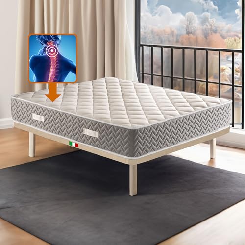 Materasso Piazza e mezzo 120X190 Cm MEMORY FOAM ORTOPEDICO H 24 Cm | Materasso semi rigido | Materasso contro il mal di schiena | Materasso che NON SCALDA, anallergico e anti acaro - MOD. ELISIR H24