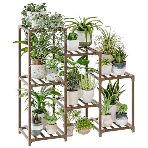 Bamworld Scaffale per Piante Moderno -Fioriera da Esterno Portavasi - Porta Piante Interno/Esterno- Compatibile con Vasi da Esterno/Interno