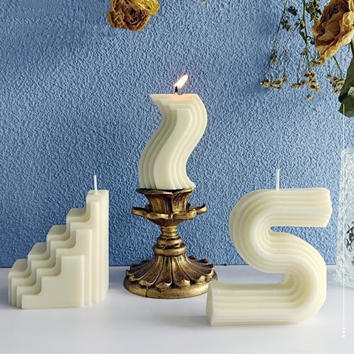 NatureMan 3 candele estetiche Twist Candele minimaliste geometriche a forma di U, a forma di S e triangolo, candele decorative artistiche