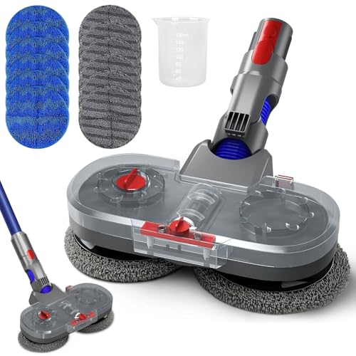 ZOBMIO Testa di Mocio Elettrico per Dyson V7/ V8/ V10/ V11/ V15 Aspirapolvere, Mocio Dyson Pavimento Elettrico con Serbatoio dell'acqua Rimovibile e 12 Pezzi di Asciugamano (Grigio)