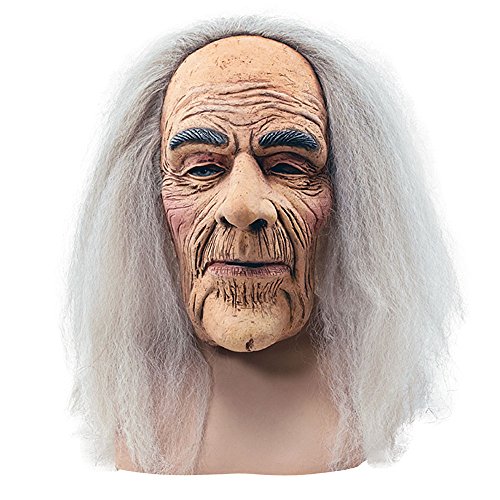 Bristol Novelty BM248 Maschera e capelli da vecchio inquietante, uomo, multicolore, taglia unica Halloween