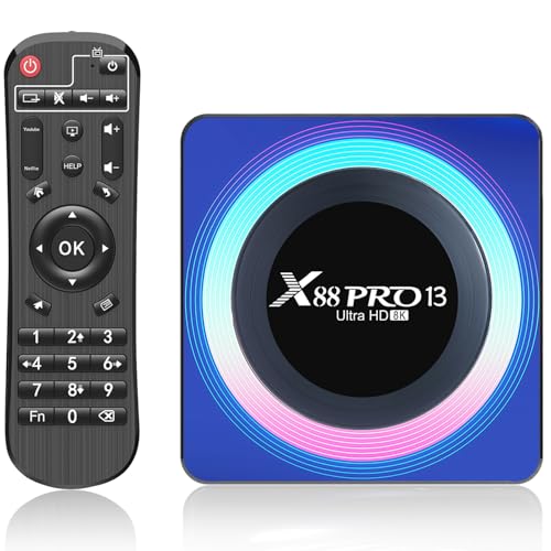Android TV Box,Dulmssxy Android 13.0 2GB RAM 16GB ROM RK3528 Quad-Core 64bit Cortex-A53 Mali 450 MP2 GPU Support 2.4/5.0GHz WiFi BT5.0 10/100M Ethernet 8K 3D DLNA USB3.0 HDMI 2.0 H.265