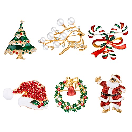 MELLIEX 6 Pezzi Spilla di Natale Pin di Neve Set con Decorazioni Natalizie in Cristallo di Strass